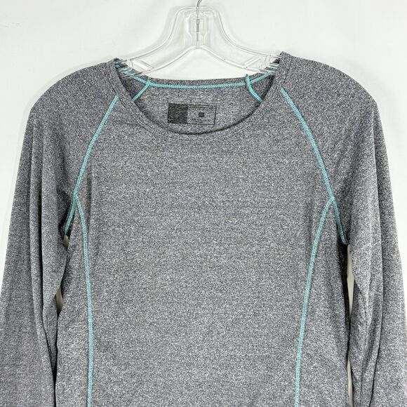 RBX Long Sleeve Shirt Performance Active Top Size M Gray Teal Trim - Picture 3 of 16